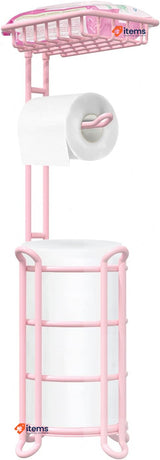 TreeLen Pink Freestanding Toilet Paper Holder – Bathroom Storage 4 Mega Rolls