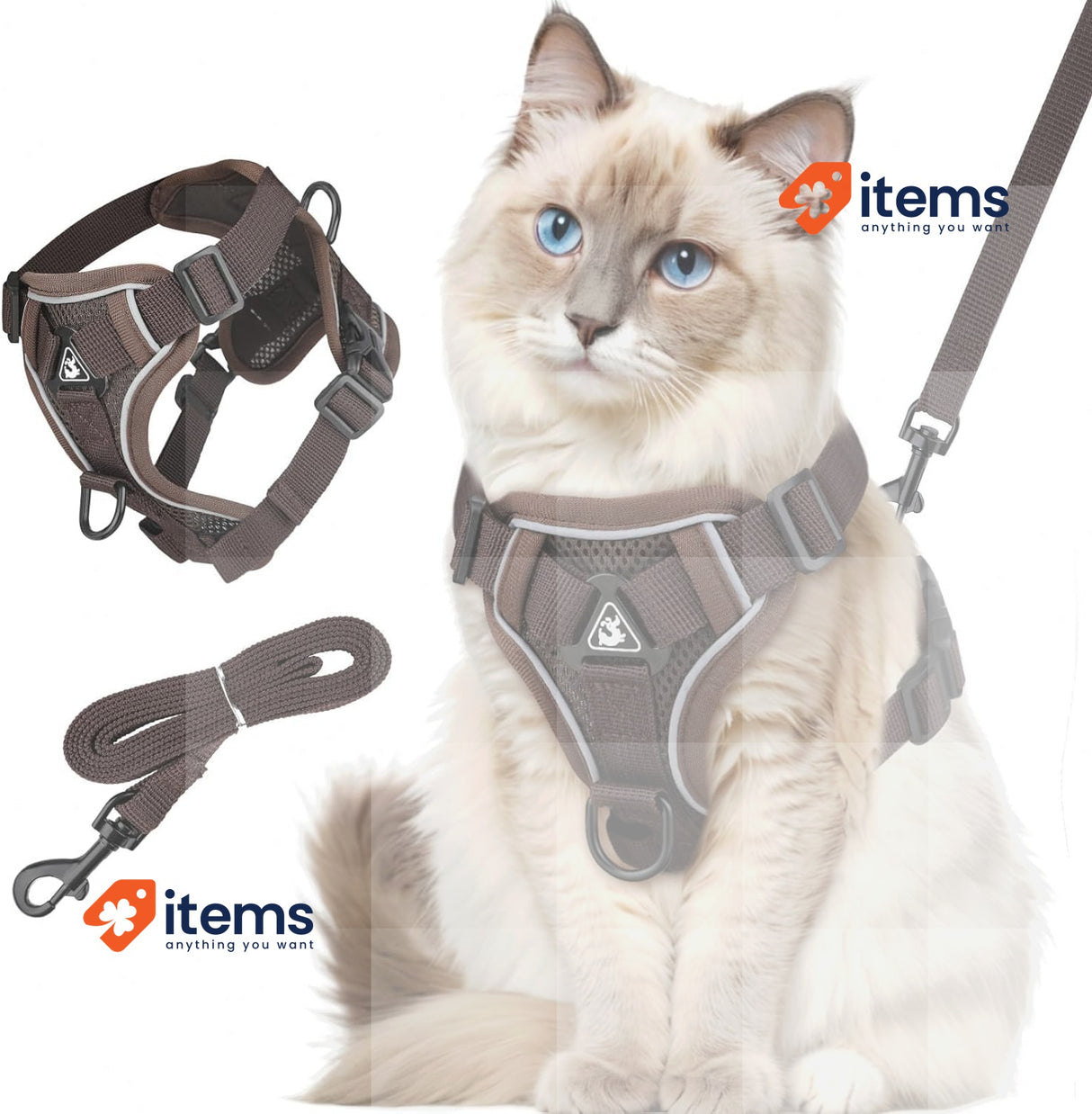 GlasFlength Cat Harness and Lead Set Kitten Harness w/ Cat Lead Adjustable M