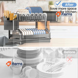 KIMIGO Dish Drainer, Dish Drainer, Stainless Steel Sink Drainer Black Kitchen
