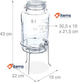 Relaxdays Drinks Dispenser with Stand, 5 litres with Tap, Clip Top, Transparent