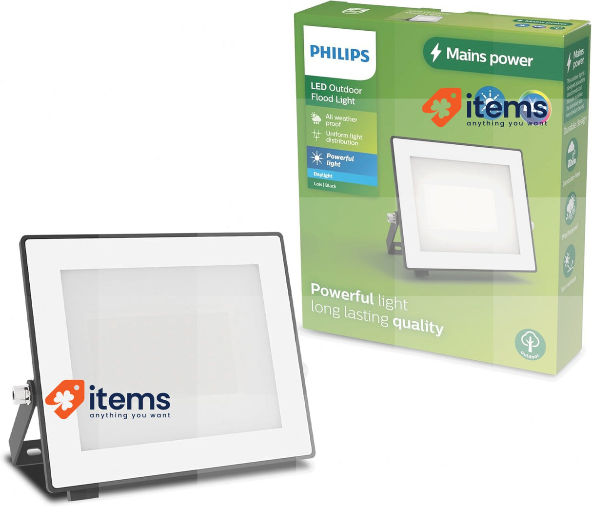 PHILIPS Lois Outdoor Floodlight, 30 W, 5000 K, Black <p>POWERFUL LIGHT: