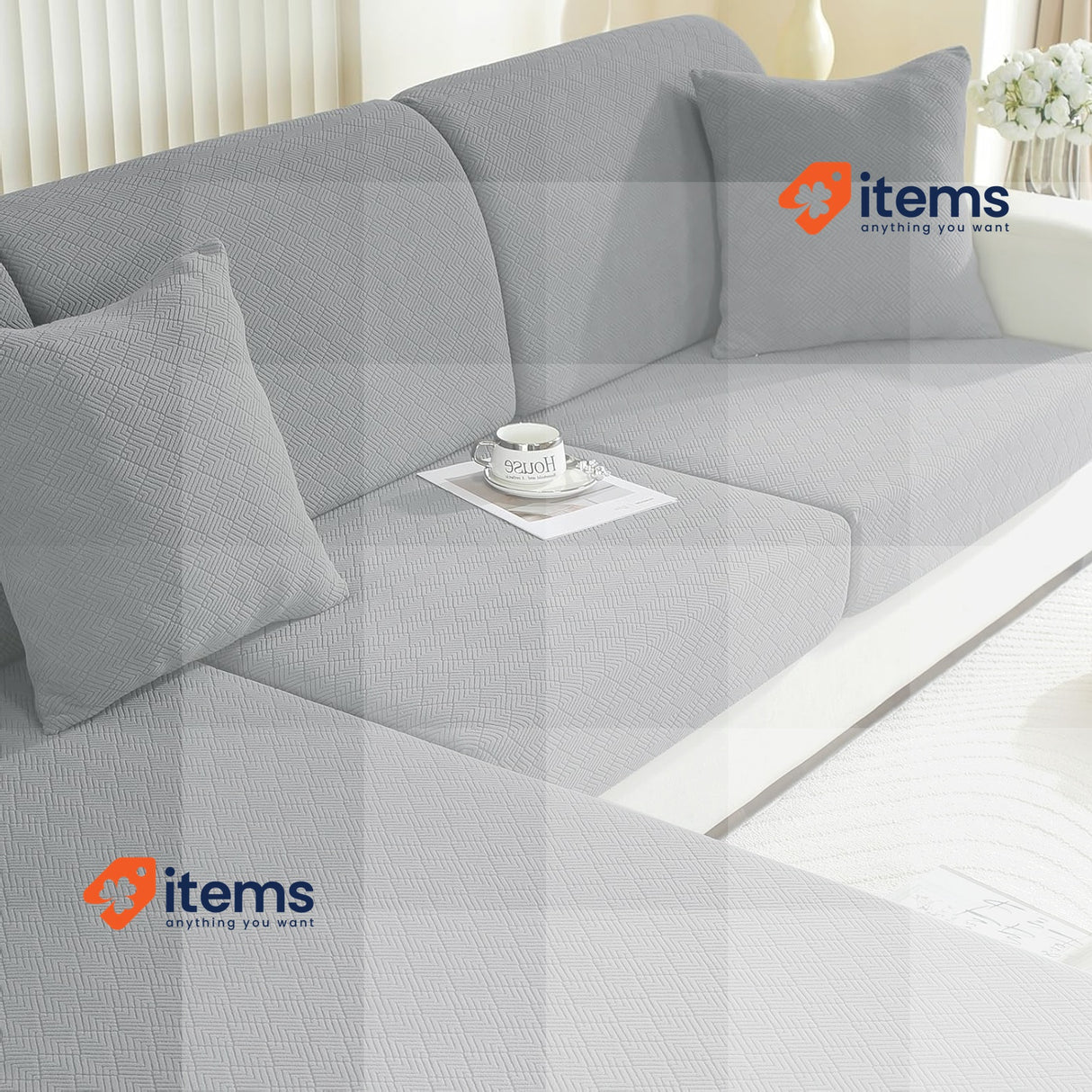 Ystyle Stretch Sofa Seat Cushion Covers, 3 Seater Elastic Sofa Cushion, Grey