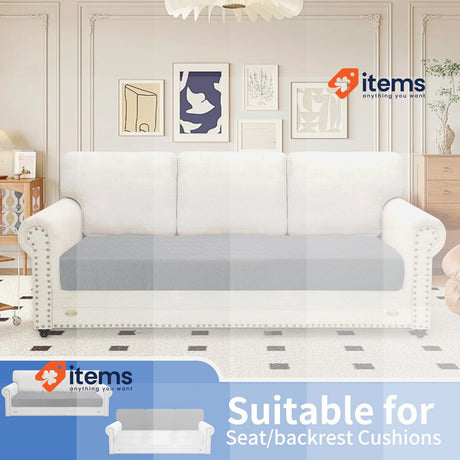 Ystyle Stretch Sofa Seat Cushion Covers, 3 Seater Elastic Sofa Cushion, Grey