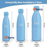 HoneyHolly Stainless Steel Water Bottle, Thermos Flask, 750 ml, BPA-Free, Blue