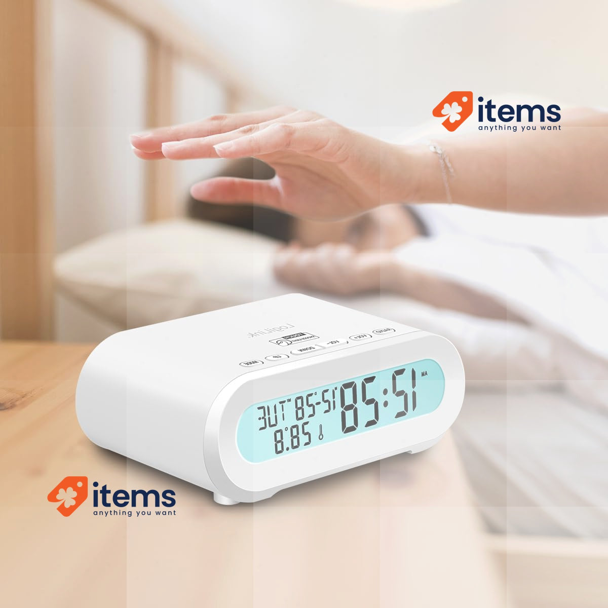 LogiLink Radio Alarm Clock With Temperature Display Sleep Timer incl. USB port