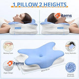 Ehomfory Neck Pillow 2 in 1 Ergonomic Memory Foam (Blue) Ultra
