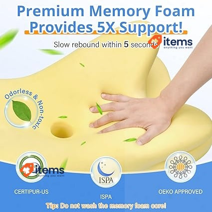 Ehomfory Neck Pillow 2 in 1 Ergonomic Memory Foam (Blue) Ultra