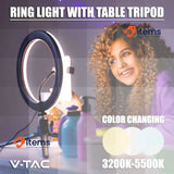 V-TAC Ring Light with Tripod for Selfie Tiktok LED For Smartphone 3 LighT Mode
