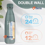 KollyKolla Insulated Water Bottle BPA Free 18/8 Stainless Steel Green Olive 500