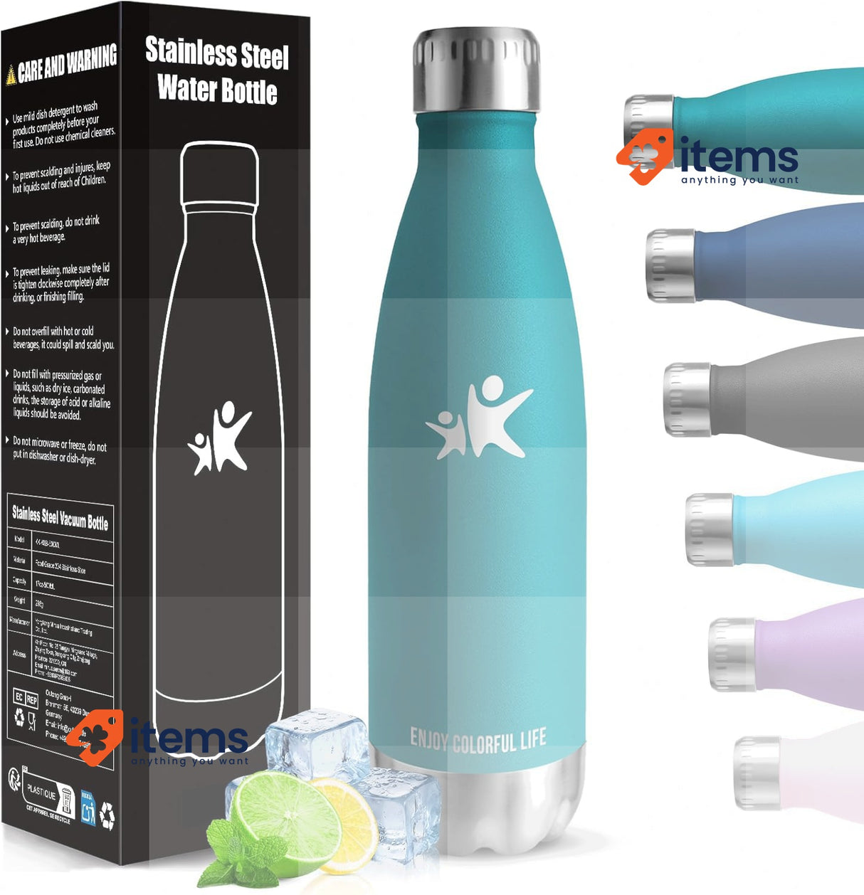 HoneyHolly Thermos Flask, Children s Water Bottle, 750 ml, Moss Green BPA-Free