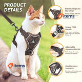 GlasFlength Cat Harness with Lead Cat Lead with Reflective Stripes (Coffee-S)