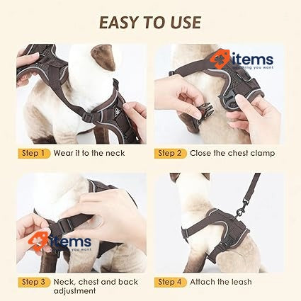 GlasFlength Cat Harness with Lead Cat Lead with Reflective Stripes (Coffee-S)