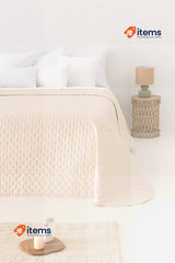 Todocama Fine Bedspread Star Design, Multi-Purpose Duvet, 180 x 260 cm, Beige