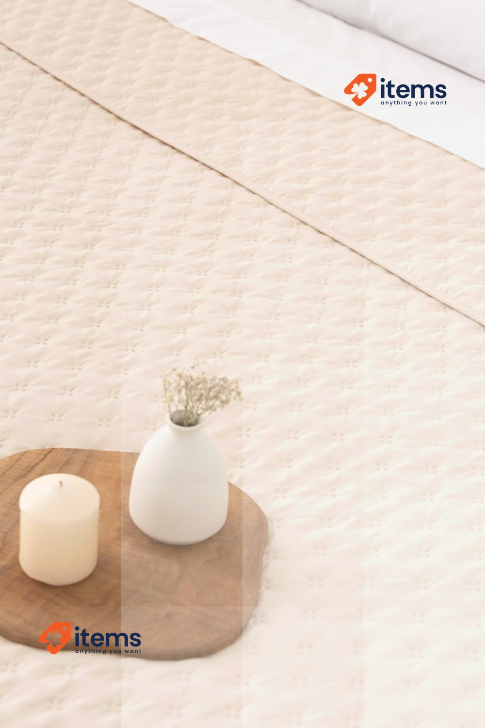 Todocama Fine Bedspread Star Design, Multi-Purpose Duvet, 180 x 260 cm, Beige