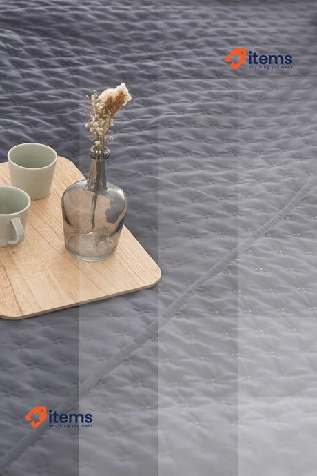 Todocama Etoile Bedspread Cover 100% Microfibre 105-200 x 260 cm, Dark Grey