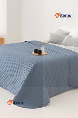 Todocama Thin Bedspread w/Design Soft Microfibre 80/90-180x260cm Grey Blue Star