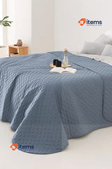 Todocama Thin Bedspread w/Design Soft Microfibre 80/90-180x260cm Grey Blue Star
