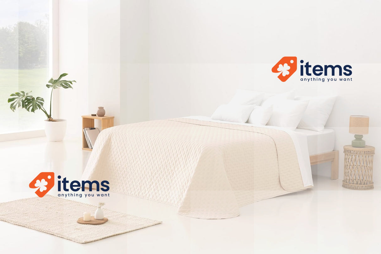 Todocama Thin Bedspread with Star Design. 120/135-230 x 260 cm Beige Spring 100%