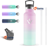 Grsta Insulated Water Bottle, 500 ml, Stainless Steel Water Bottle Pink/Green