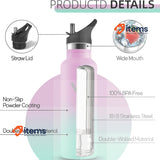 Grsta Insulated Water Bottle, 500 ml, Stainless Steel Water Bottle Pink/Green
