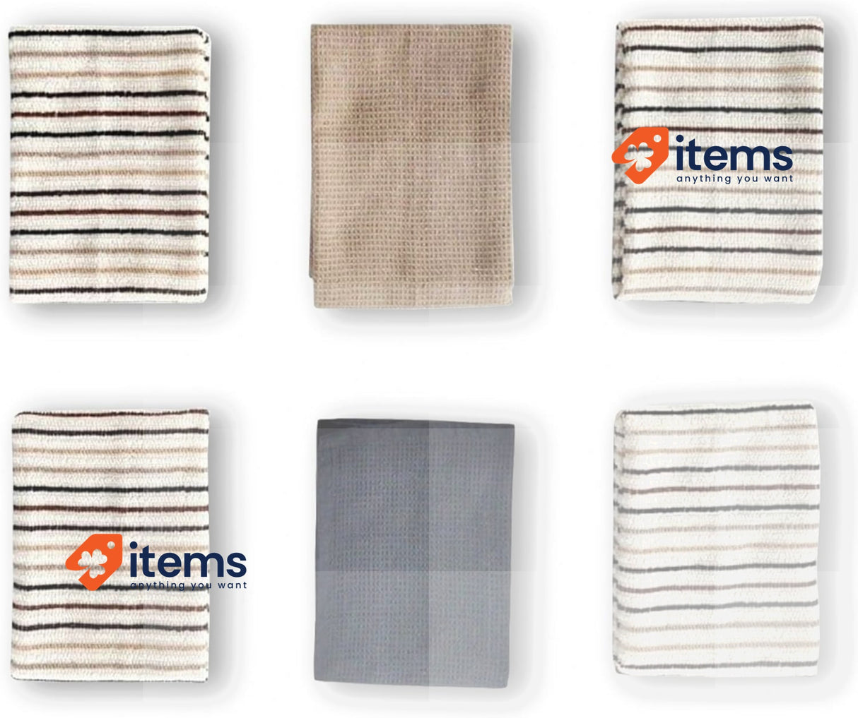 BOSKIMO Premium Cotton Kitchen Towels – Pack of 6 Microfibre Aura Beige Terry