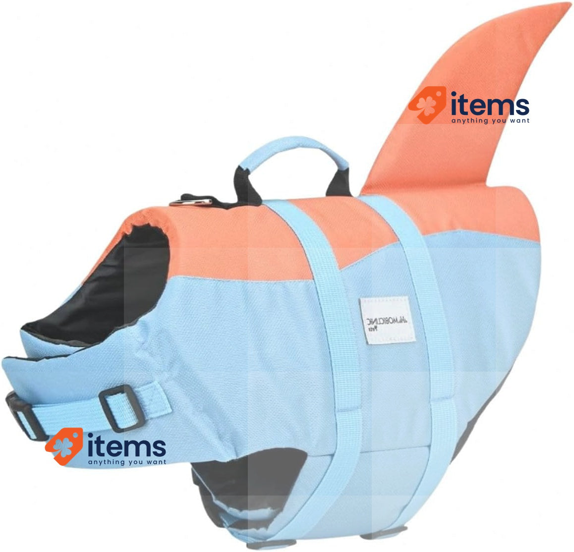 Mobiclinic, Dog Life Vest, Shark Fin Design, Adjustable Harness, Leash Ring XL
