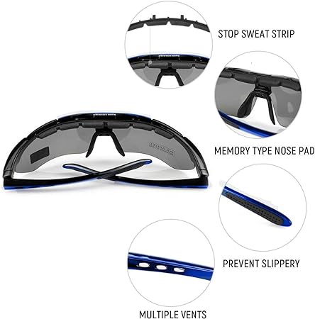 FREE SOLDIER Sports 5 in 1 Polarized Cycling Glasses for Men Women Black