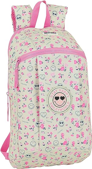 safta smiley Unisex Kids Smiley Backpack Blanco/Rosa