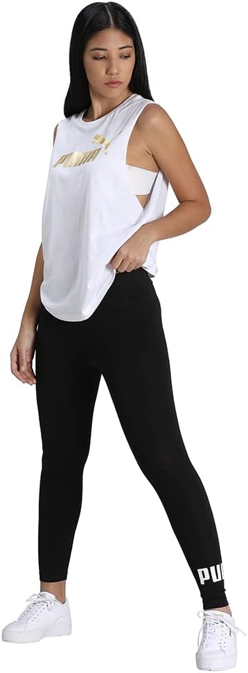 PUMA Women's Ess Logo Pull On Tight Fit Leggings Cotton Black Medium