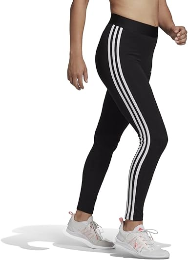 adidas Women's 3 Stripes Pull On Leggings Tights Black/White XLarge
