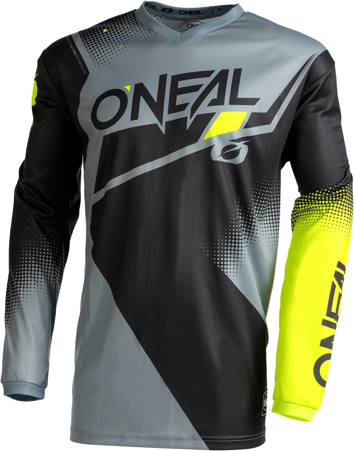 O'Neal Men's Element Racewear V-Neck Jersey Black/Grey/Yellow XL