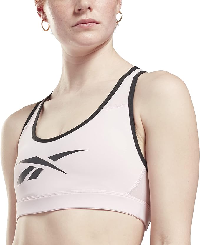 Reebok Women's Lux Racer Vector Sports Crew Neck Bra Frost Berry Small