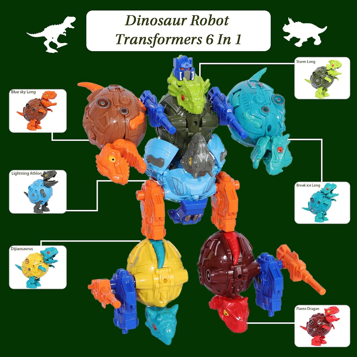 TUNJILOOL Dinosaur Robot Toys Multi