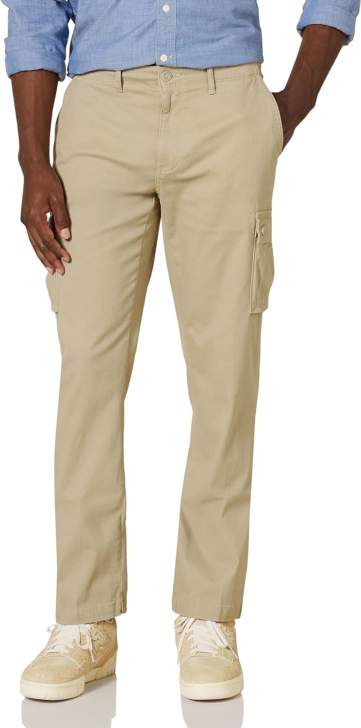 Amazon Essential Men's Straight Fit Stretch Cargo Trouser Khaki Brown 60W / 32L