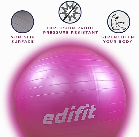 Edifit Yoga Pilates Pregnancy Ball  Fitness Accessories Ball 55 cm Pink