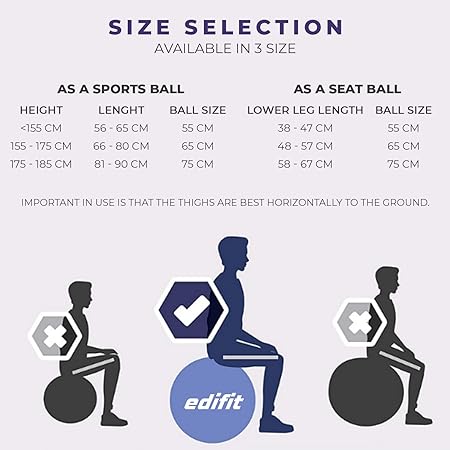 Edifit Yog Pilates Pregnancy Ball Fitness Accessories 65 cm Blue