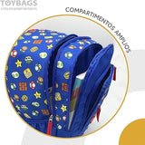 SUPER MARIO and Luigi School Bag Double Compartment and 2 Front Pockets Blue