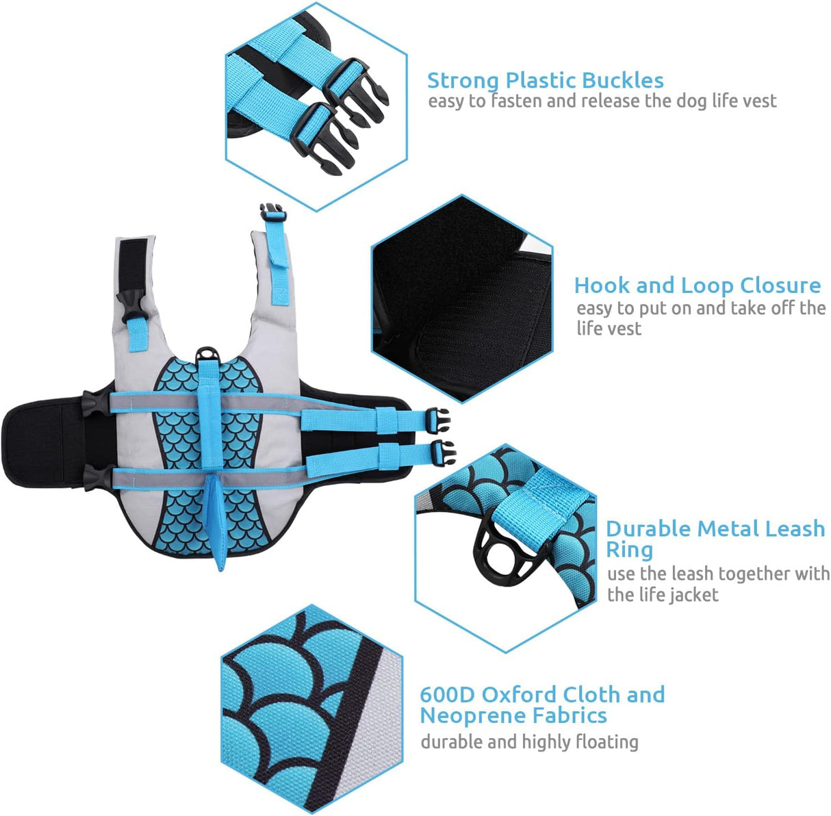 CITÉTOILE Dog Shark Life Jackets S