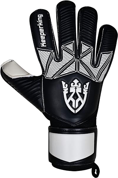 Keeperking Goalkeeper Gloves Children's Youth Adult Football Black-White 7 EU