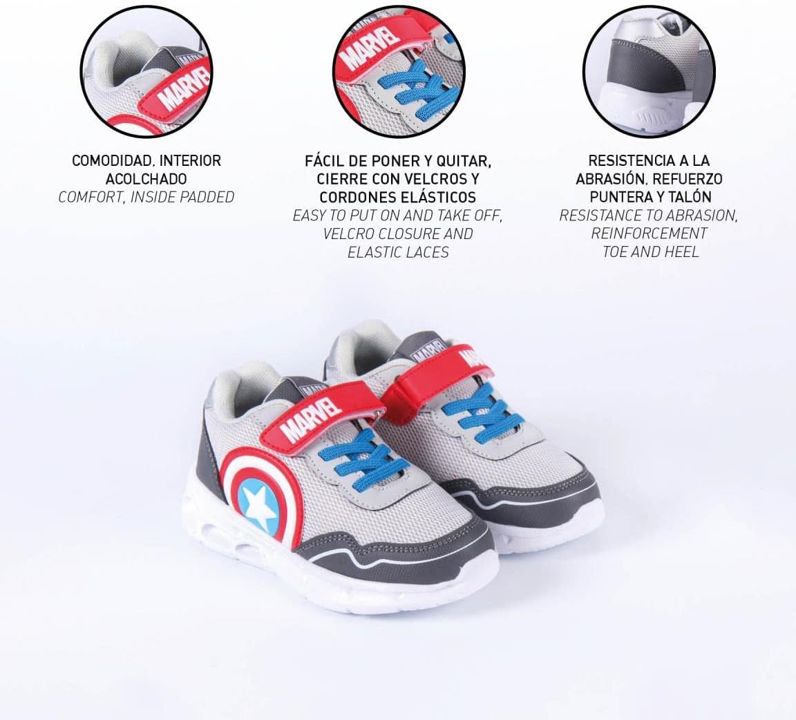 CERDÁ Life's Little Moments Boys' Captain America Sneakers with Lights Grey