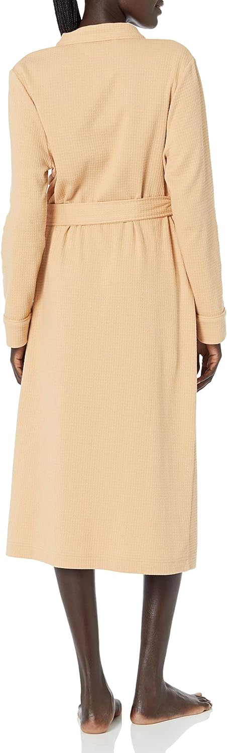 Amazon Essentials Women's Lightweight Waffle Full-Length Robe Light Camel XXL