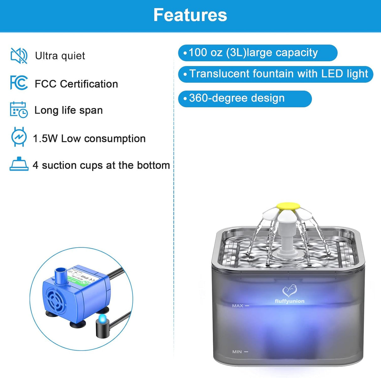 FluffyUnion Replacement Pump Fountain