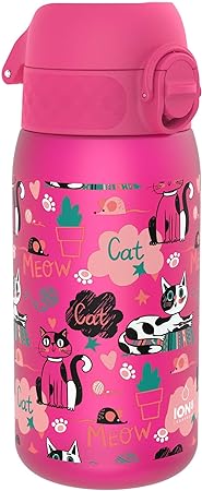 Ion8 Kids Water Bottle 350 ml/12 oz Leak Proof Easy to Open Cats 2.0