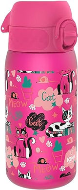 Ion8 Kids Water Bottle 350 ml/12 oz Leak Proof Easy to Open Cats 2.0